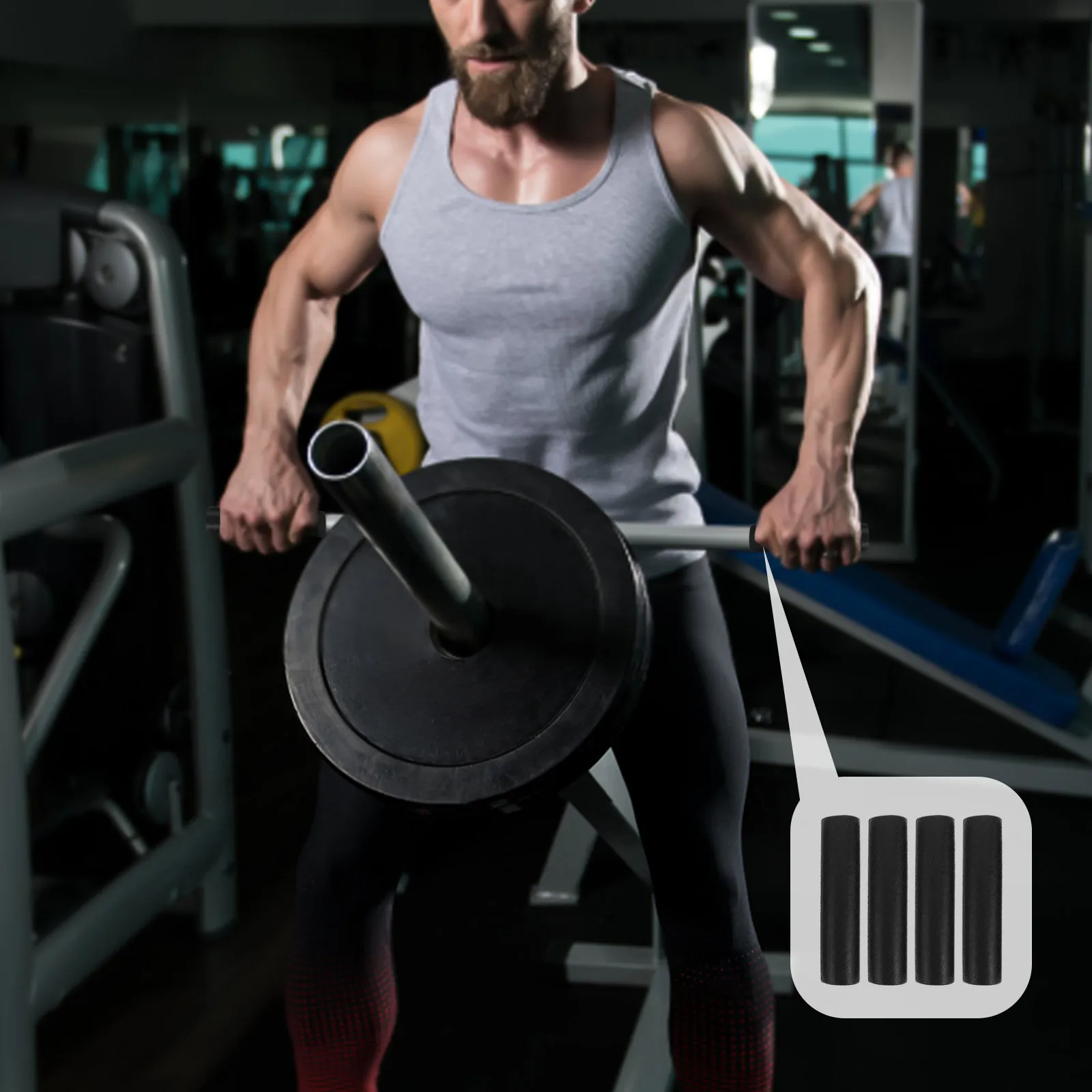 2Pcs Barbell Grips Weightlifting Dumbbell Handle Sleeve 4.92x1.3inch Anti-Slip Soft Wrap for Pullup Bars Strength Training