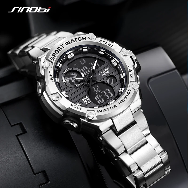 SINOBI Digital Men Military Watch 50m Waterproof Wristwatch LED Quartz Clock Sport Watch Gifts Watches Men Relogios Masculino