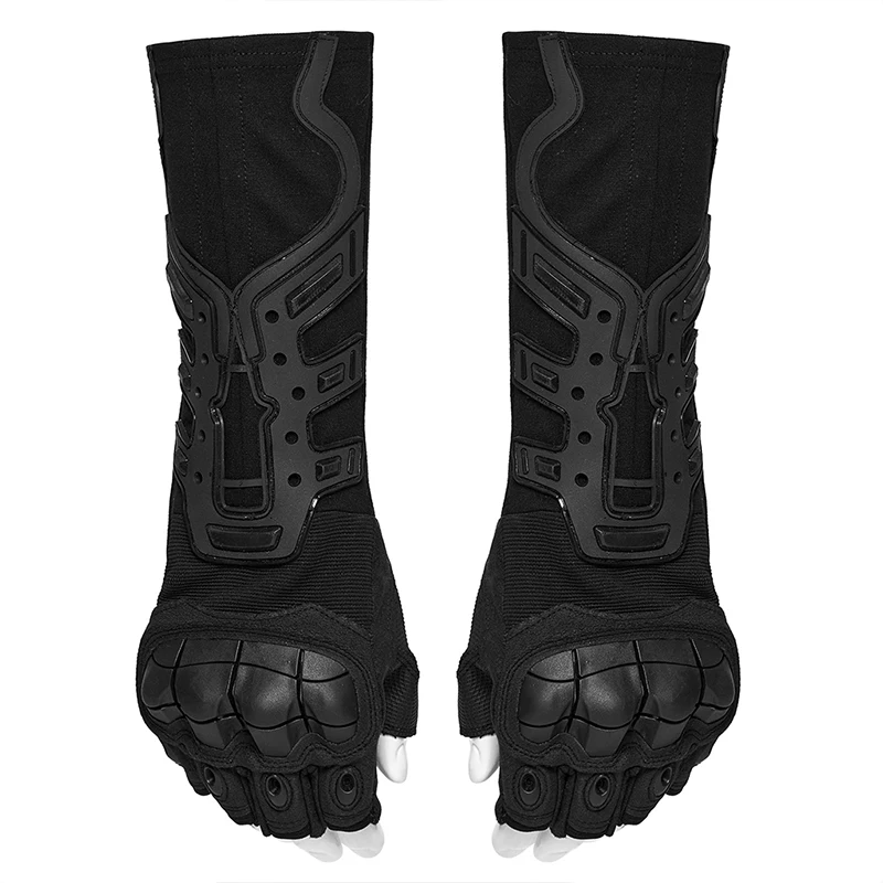 فاسق الهذيان الرجال Cyberpunk مطاطا محبوك و قفازات منسوجة المعصم الأسود المطاط درع بقع وسيم الجدة اكسسوارات 1 زوج #5