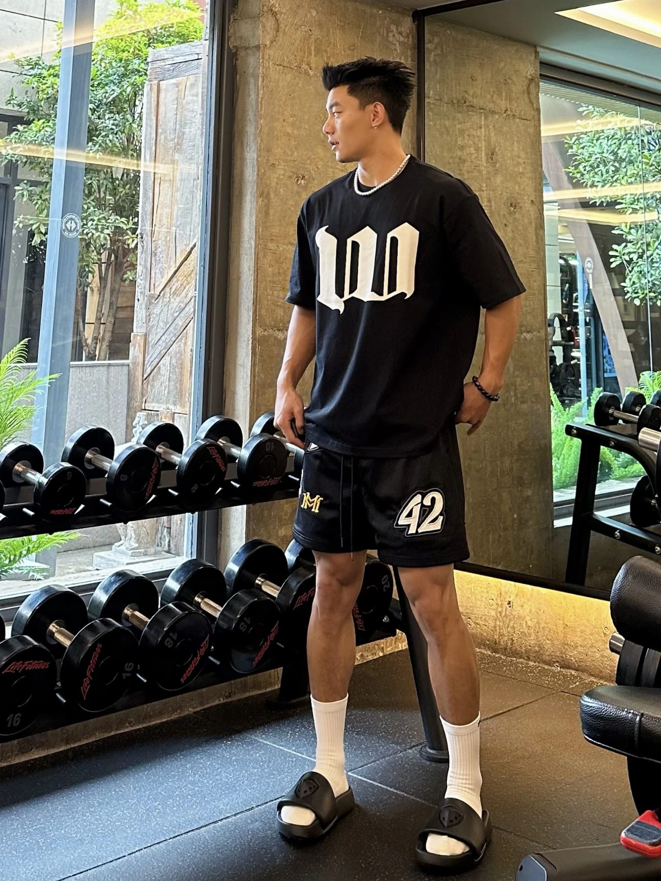 

Мужские летние дышащие спортивные орты выше колена в стиле ретро в стиле пэчворк с вышивкой Me Four-quarter