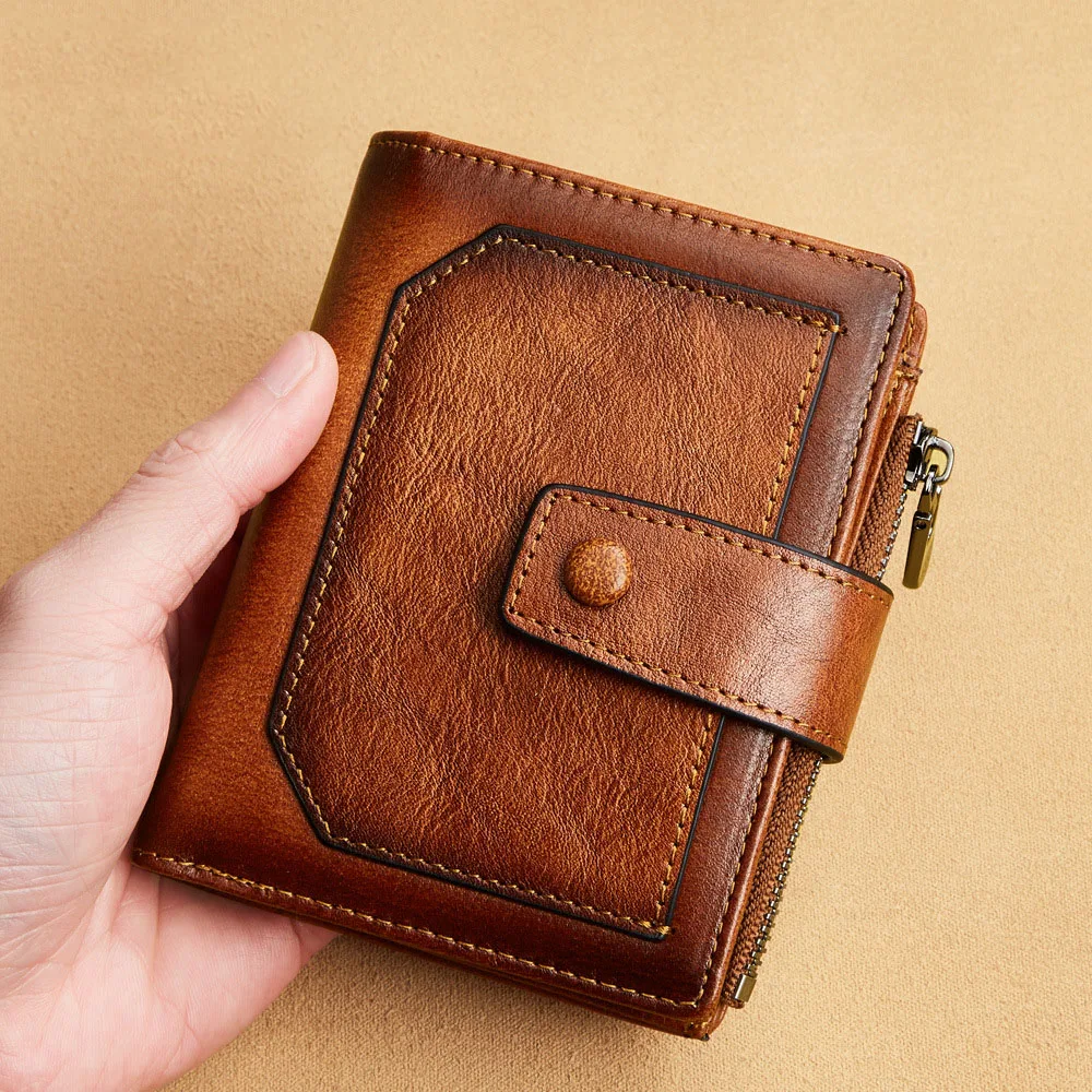 100% Genuine Leather Men's Wallet RFID Anti-theft Wallet Coin Card holder Fashion Men's Card Holder Wallet Purse gift for men