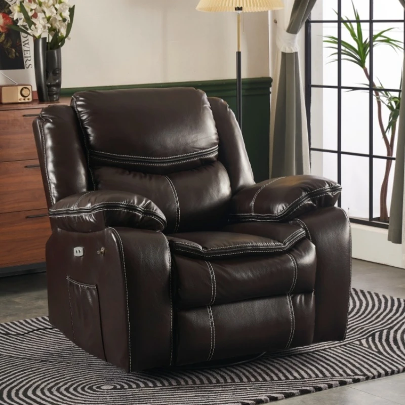 

lcowhide enlarged space recliner electric single sofa first-class function cabin high-end lazy living room rocking chair elderly