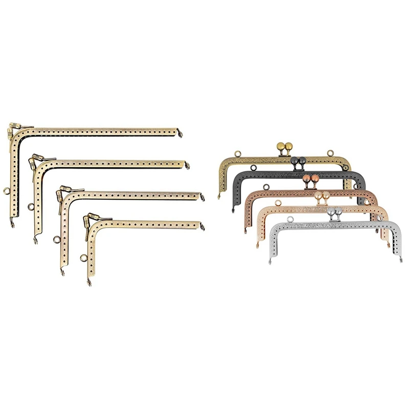 

4 Pcs Kiss Lock Frame 185Mm/169Mm/155Mm/125Mm Purse Clasp Lock & 5 Pcs Kiss Lock Frame(20Cm) For Purse Making Design Bag