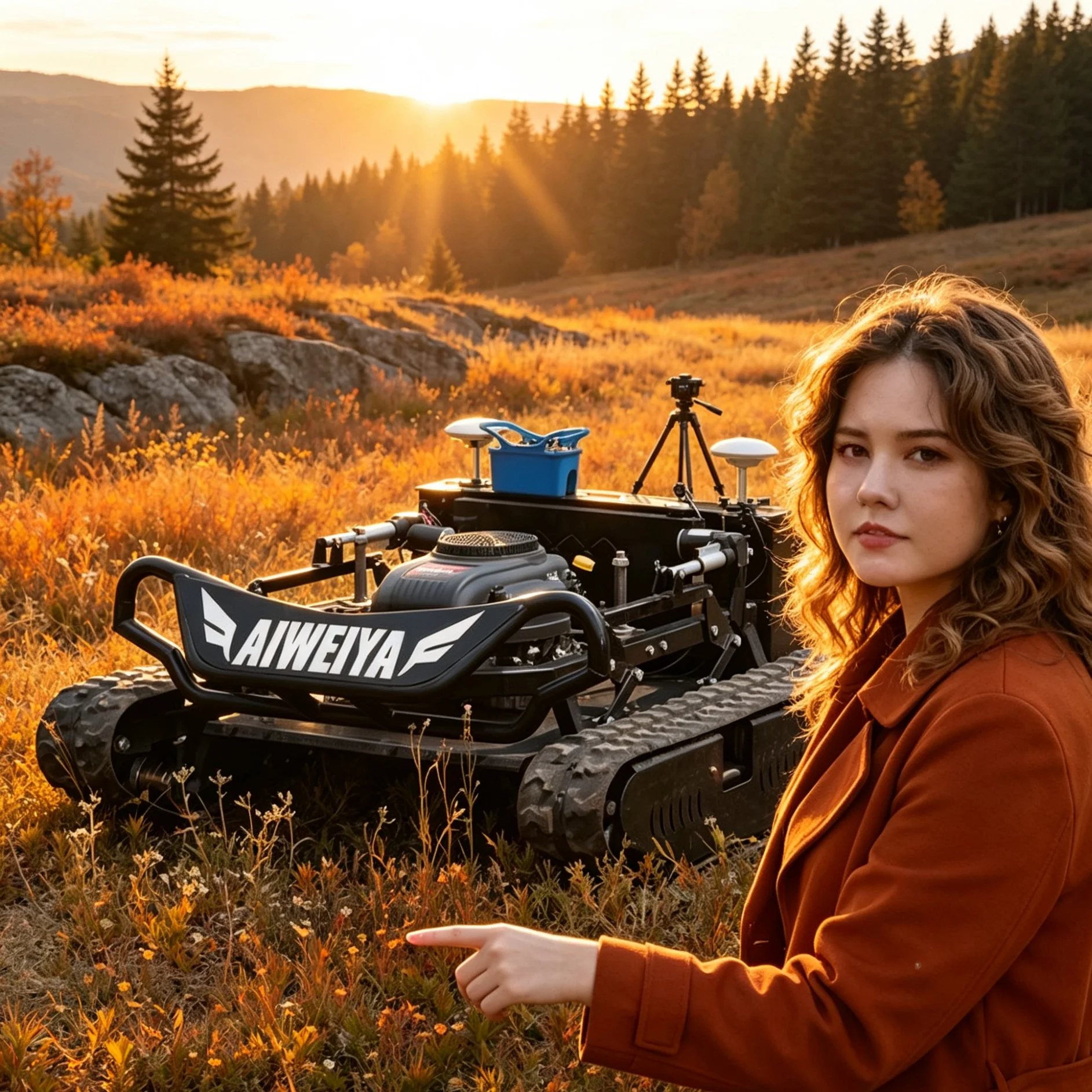 Customized for tea mountain garden Black Knight tracked self‑propelled lawn mower 900mm optional adjustable cutting height