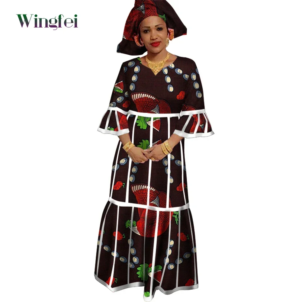 Afro dresses számára Nők Félidő Ingujj maxi stv dresses Ankara nyomtatás afro Nők boubou dashiki dresses estélyi gowns WY3116