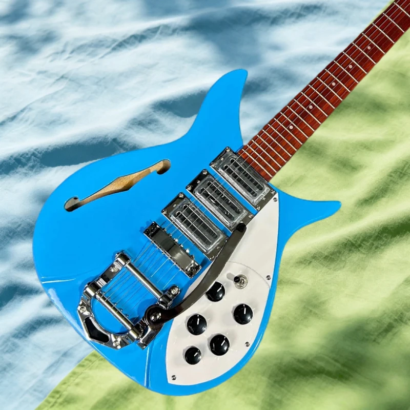 

34 Inch Blue 325 Electric Guitar Rosewood Neck Basswood Body HHH Pickup 21 Tone Tremor System Rock Music Free Shipping