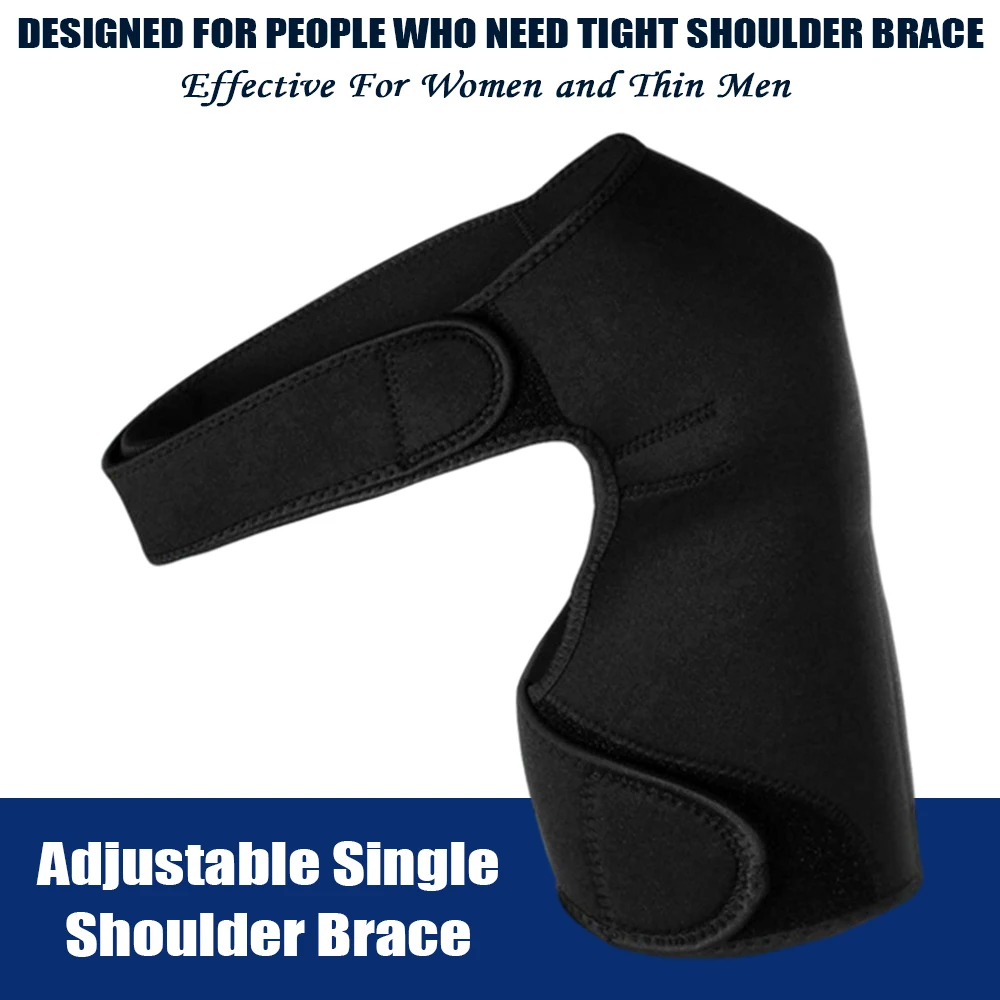 SPOSAFE Adjustable Gym Sports Care Single Shoulder Support Back Brace Guard Strap Wrap Belt Band Pads Black Bandage Men & Women