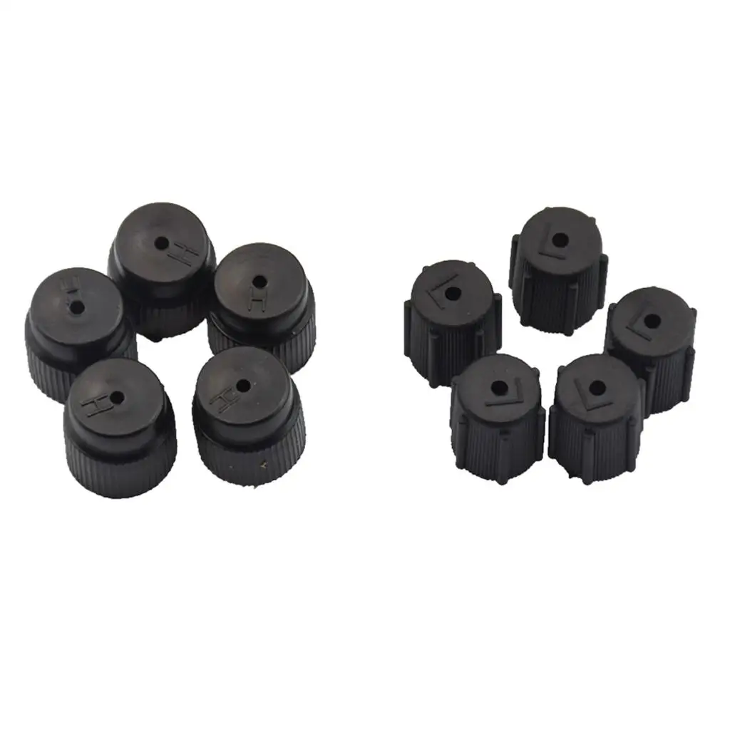 10 Pieces A/C Charging Port Service Caps R134a R12 13mm & 16mm Bl k Best Aftermarket Quality & Pressure resistance