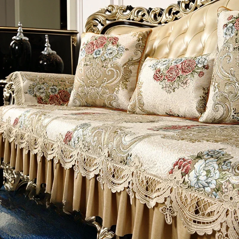 Big Hem Style Sofa Cushion Anti Slip All Season Universal High-end Sofa Cushion Luxurious Cover Cloth Cushion Seat towel