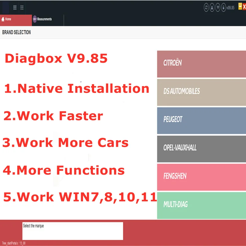 Последняя версия Diagbox V9.85, встроенная установка, работает с Φ Lexia3 PP2000, диагностика приспособлений, телекодирование для Peogeot/Citroen