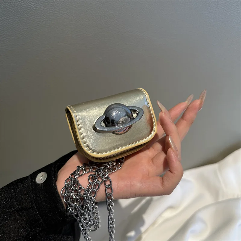 

Мини-модная сумка-цепочка с принтом планеты и регулируемым ремешком, сумка для губной помады, портативный кошелек для монет, сумки на плечо для женщин и девочек