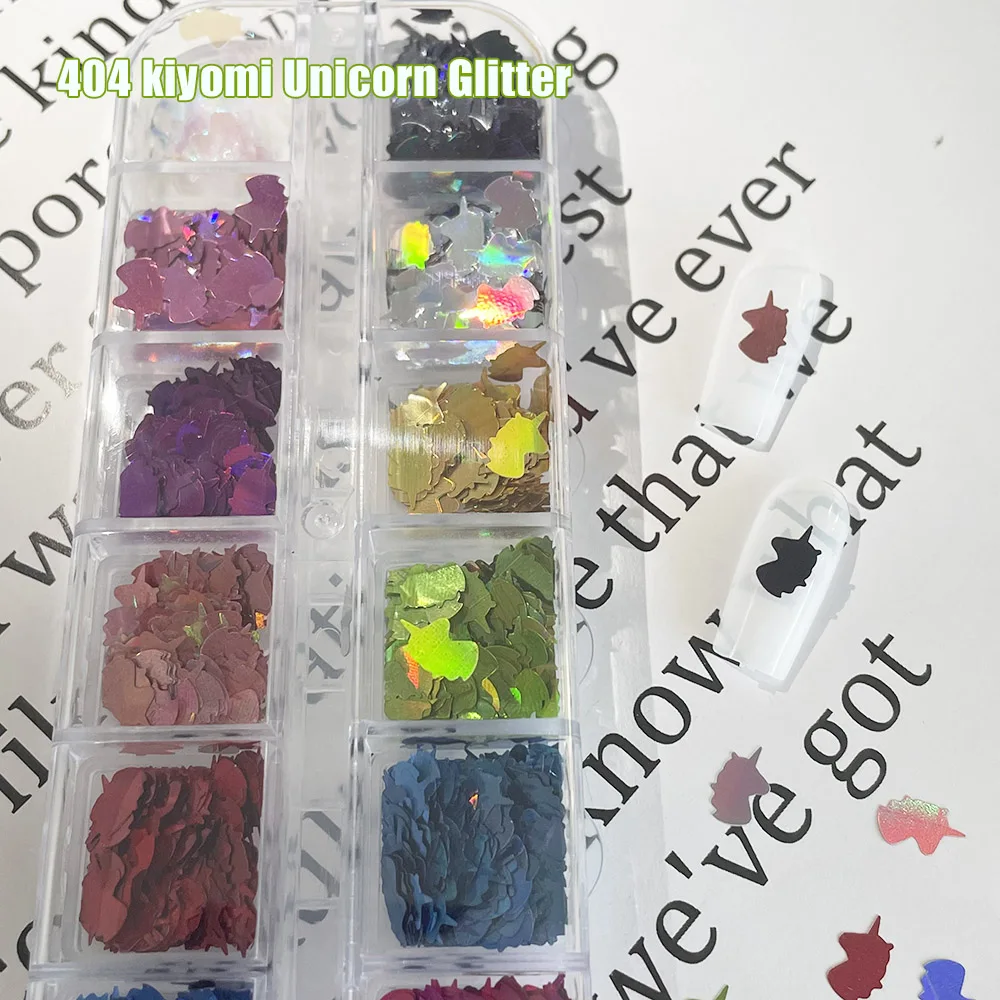 -Kiyomi Unicorn- HOLO Press Glitter Chrome Laser Silver Gold Pink Sequins Unicorn Makeup Eye Decors Nail Tips Glitter Flakes 404