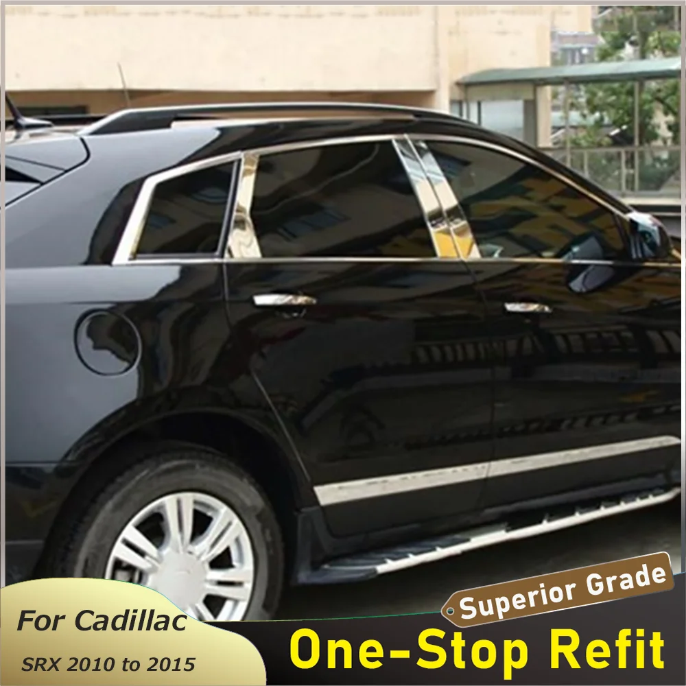 

2010 to 2015 For Cadillac SRX Stainless Steel Car Window Center Pillar B+C Post Cover Stickers Molding Trims Auto Accessories