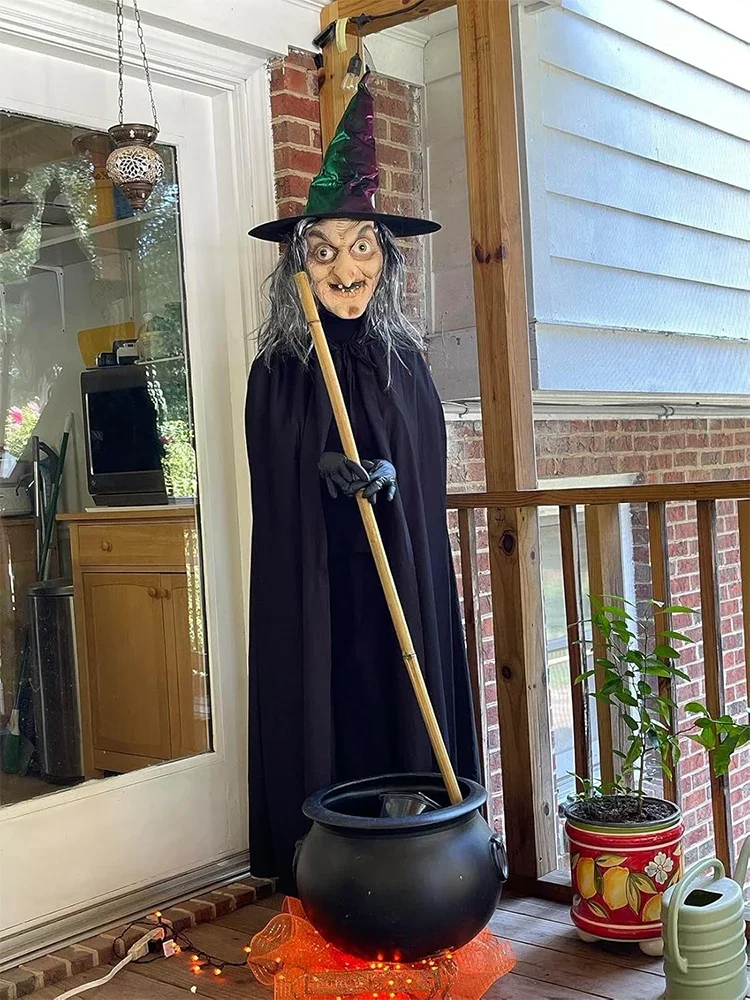 هالوين مخيف القديم الساحرة قناع الرعب اللاتكس مع الشعر فستان بتصميم حالم كشر زي حفلة تأثيري أقنعة الدعائم الكبار حجم واحد #1