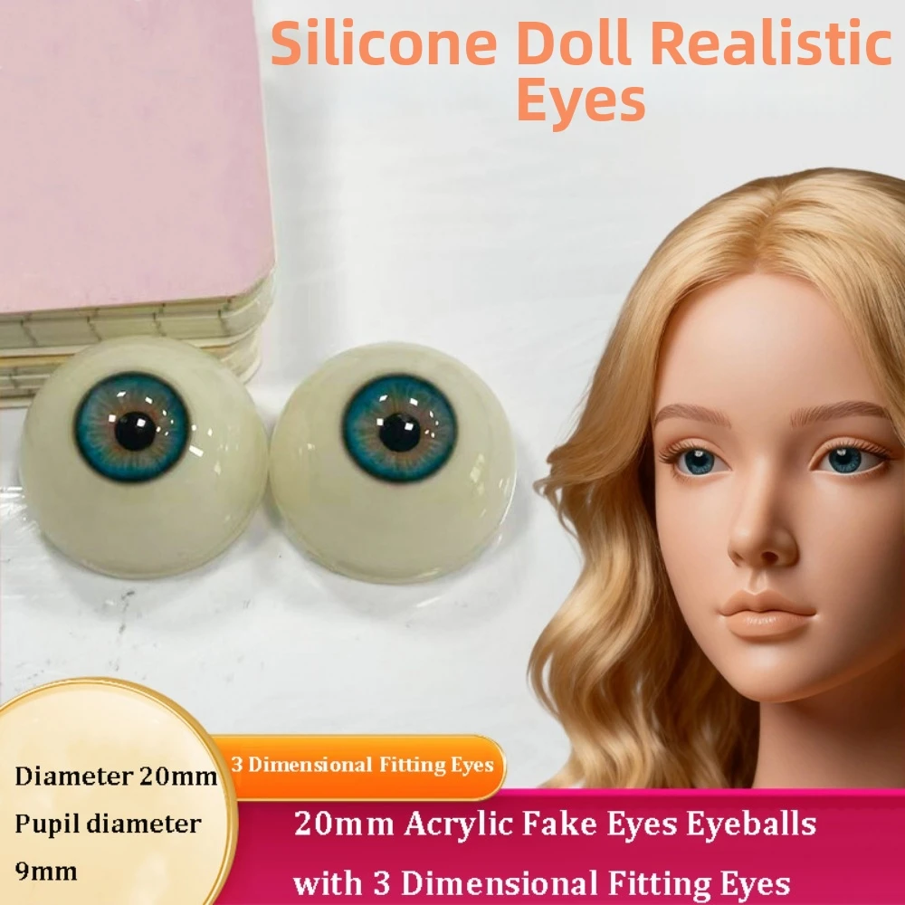 1pair 20mm Acrylic Fake Eyes Eyeballs with 3 Dimensional Fitting Eyes 10 Styles Silicone Doll Simulation Eyeballs