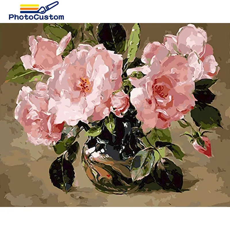 

PhotoCustom Painting By Numbers Flower DIY Room Wall Art Pictures By Number For Adults Home Decoration