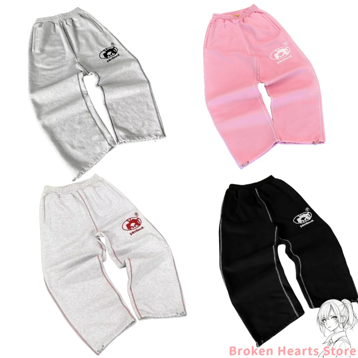 

American Retro Women Embroidered Harajuku New Protect Series Casual Men Pants Streetwear Y2k Streetwear Style Joggers Sweatpants