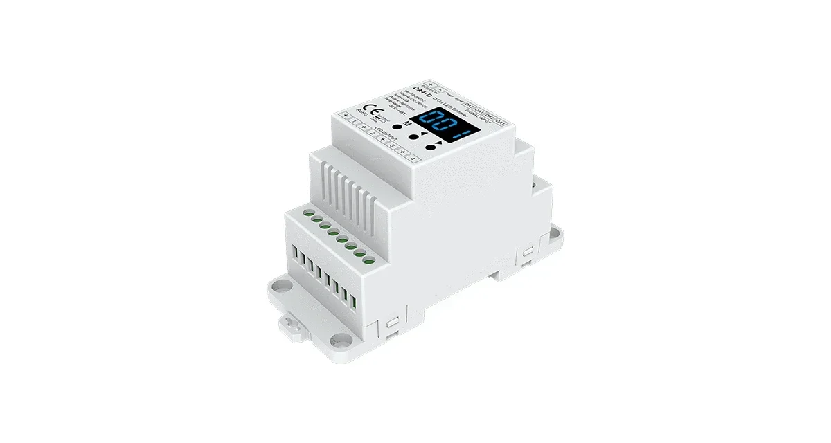 12-24VDC CV DALI Dimmer DA4-D (Din Rail)（DT6) 4CH*5A PMW Dimming 4 x (60-120)W Driver For Single Color RGBW Tape Strip Light