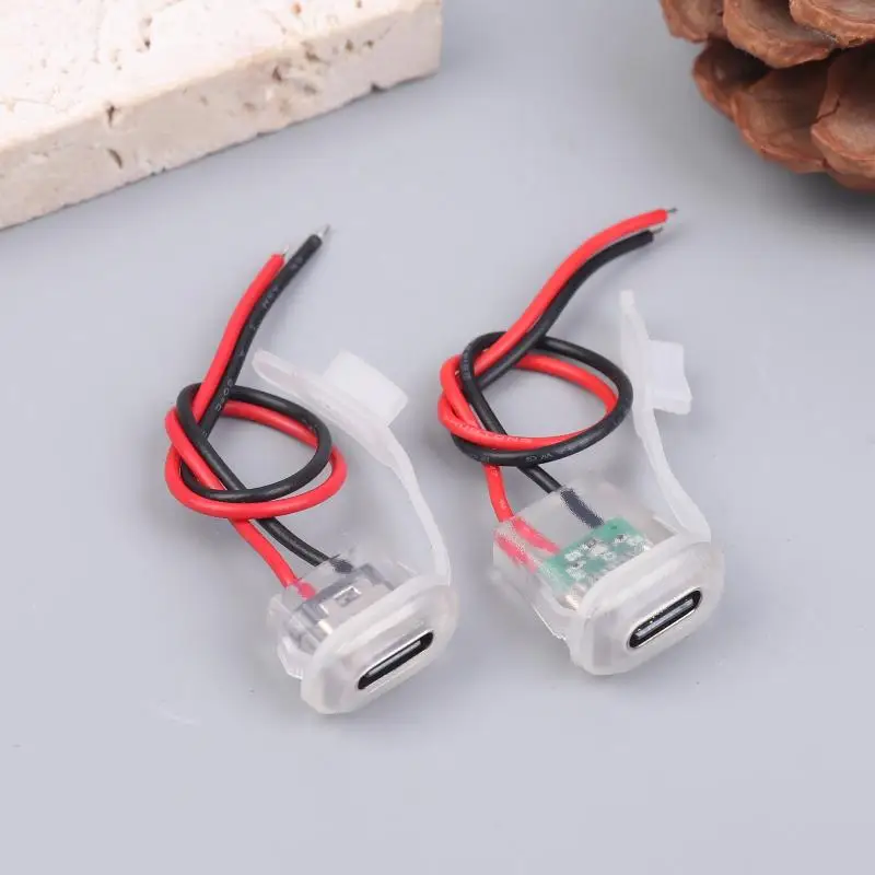3/6 Pack USB Type-C Input Type Charging Ports, Female Jack Connector, Waterproof, Equipped with Night Light, 3A 5V Power