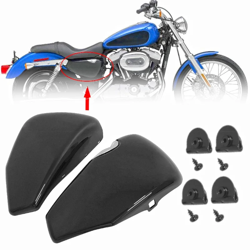 

1 Set Motorcycle Accessories Left Right Guard Side Battery Fairing Cover Black For Harley Sportster XL1200 XL883 XL50 2004-2013