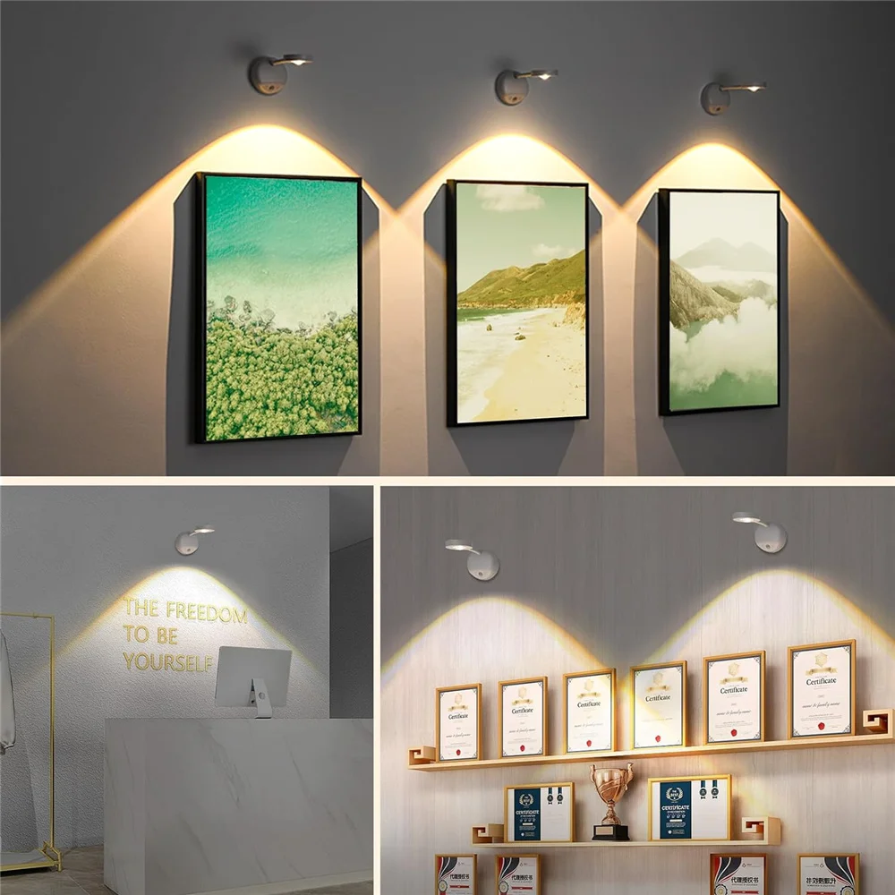 

Rechargeable Led Wall Lamp Motion Sensor Picture Light 1200mAH Dimmable 3 Color Wireless Staircase Hallway Bedroom Wall Sconce