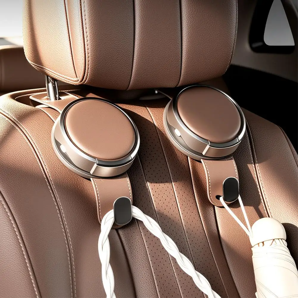 Auto-Kopfstützenhaken mit integriertem, faltbarem Getränkehalter, Organizer für die Rückseite des Autositzes aus Leder, Wasserflaschenhalter, multifunktionaler Aufhänger – Detail 10