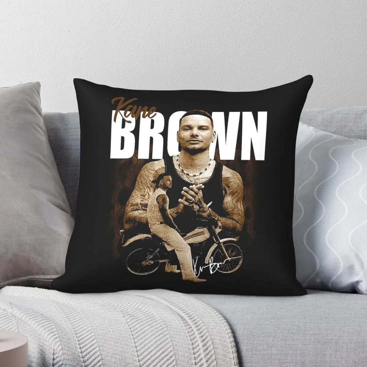 Kane Brown Ride Motorcycle Square Pillowcase Polyester Linen Velvet Creative Zip Decor Throw Pillow Case Room Cushion Cover