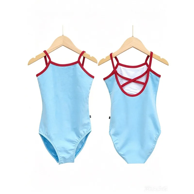 Spaghetti Strap Color Block Ballet Leotard Summer Breathable Gymnastics Dancewear For Examination Body Shaping Daily Training