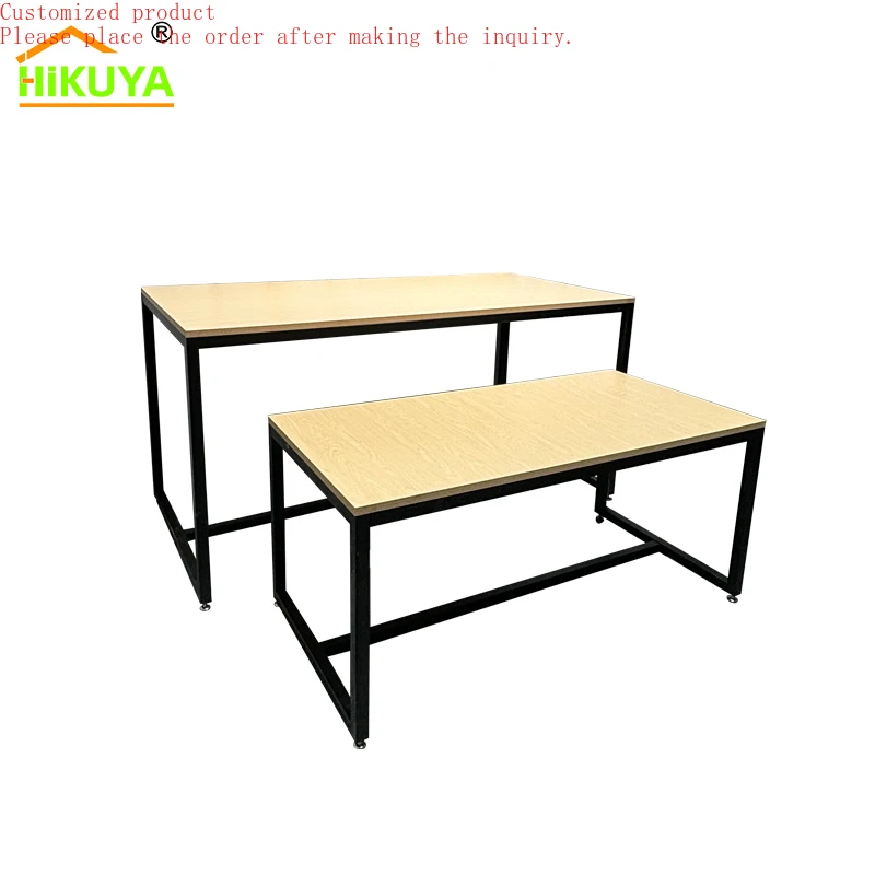 

Custom.HIKUYA Nesting White Wooden Laminate Wood and Metal Retail Display Table Set