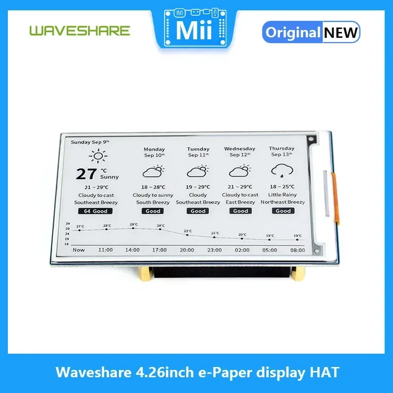 Waveshare-Écran e-Paper HAT, 4.26 pouces, 800x480, noir/blanc, interface éventuelles I, faible consommation, grand angle de vision pour Raspberry Pi