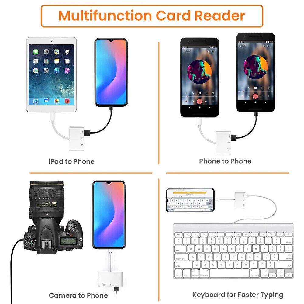 3 In 1 SD TF Card Reader USB C Converter For iPad Tablet Android OTG Adapter USB Type C to Smart Memory Card Reader Adapter