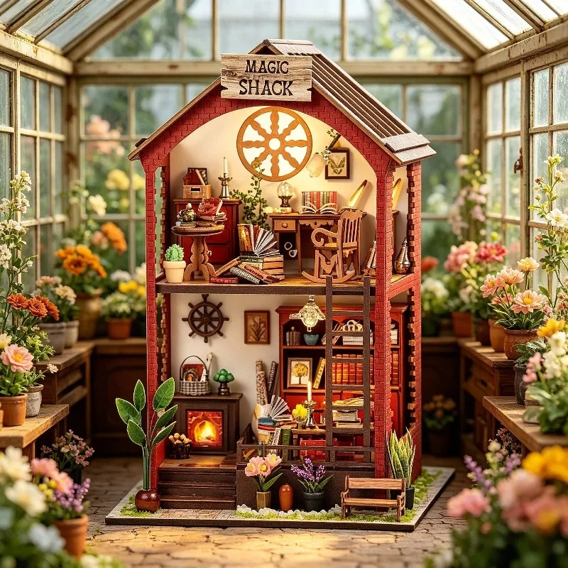 DIY Book Nook Shelf Insert Kit Martin's Bookstore Bookend Miniature Dollhouse 3D Puzzle Assembly Model for Adults Gifts Toys