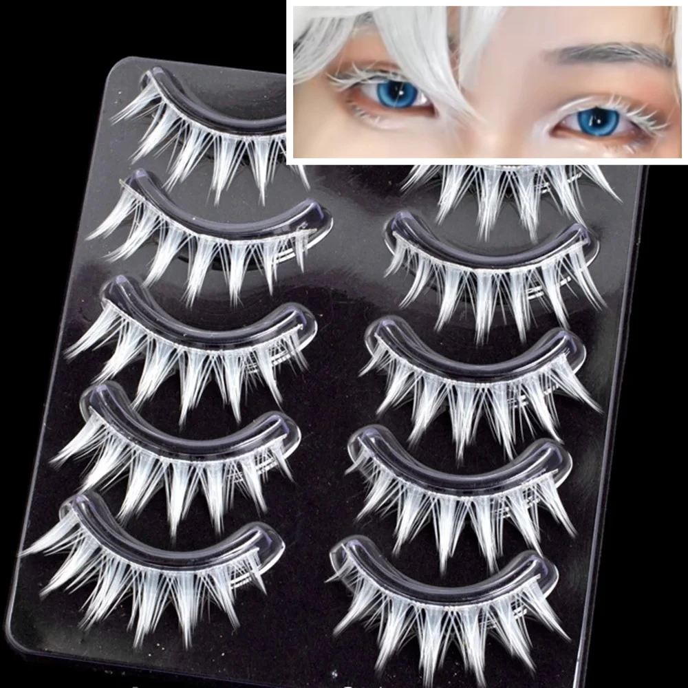 

5/10 Pairs Fluffy Lace White False Eyelashes Set 3D Natural Wispy Full Stripe Eye Lashes Cosplay Halloween Makeup Party