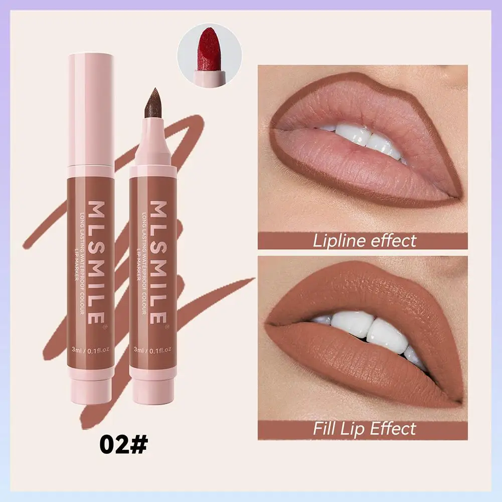 Matte Marker Lippenstift Lipliner Lippenstift Lipliner Cosmetische Hydraterende Waterdichte Langdurige Lippenstift Lippenvoering Contour Pen Make-Up Tool