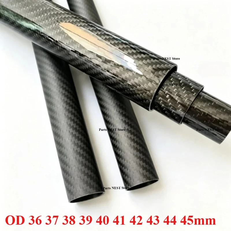 1/2PCS 3K Carbon Fiber Tube Plain Matte  Length 500mm Wall Thickness：1mm Calibre：5mm-43mm, High Strength Full Carbon Fiber Tube.