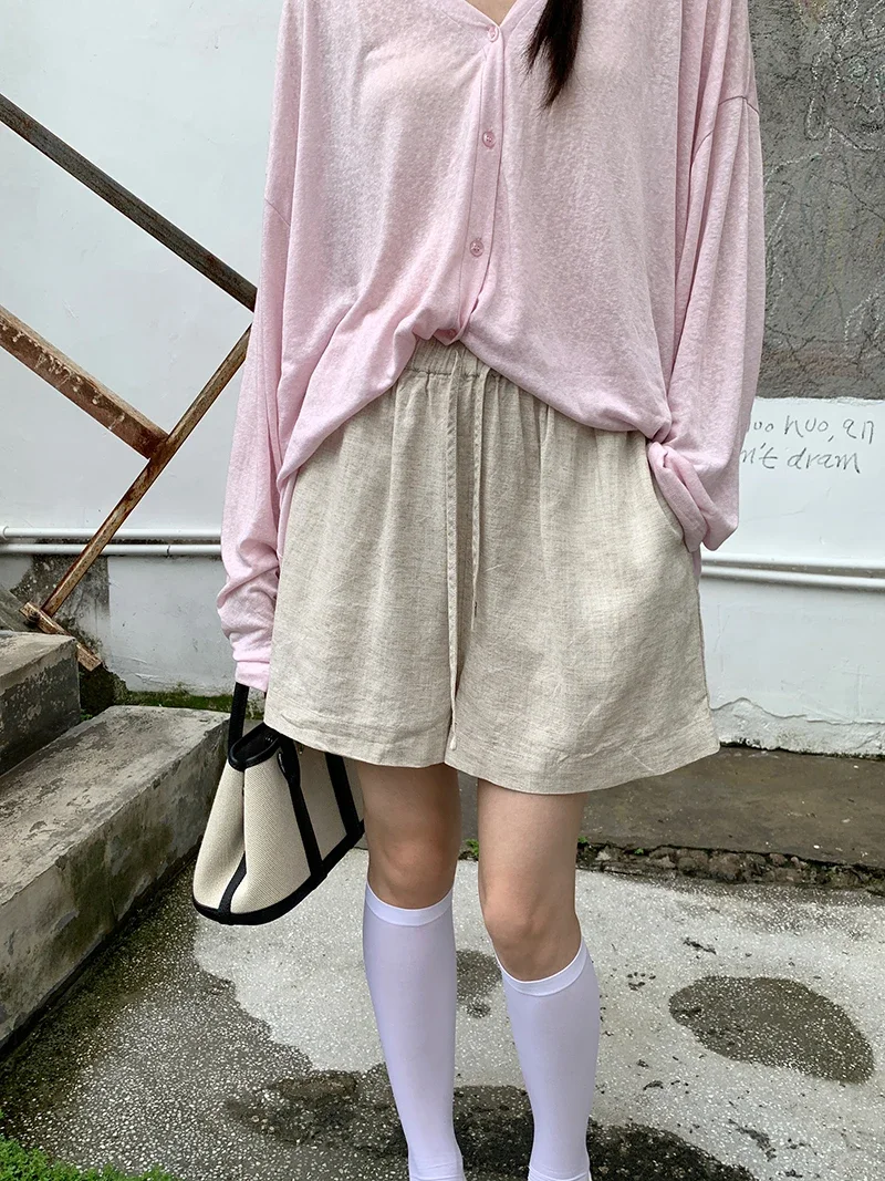 Summer High-Waisted Loose Shorts for Women Casual Solid Plus Size Wide Leg Pants