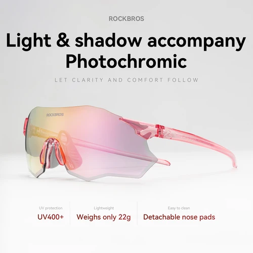 Imagen 1 del producto ROCKBROS Lentes de Ciclismo Livianos con Fotocrómicos Polarizados Lentes de Sol UV400 Protección Solar para Mujeres Actividades al Aire Libre y Gafas de Ciclismo