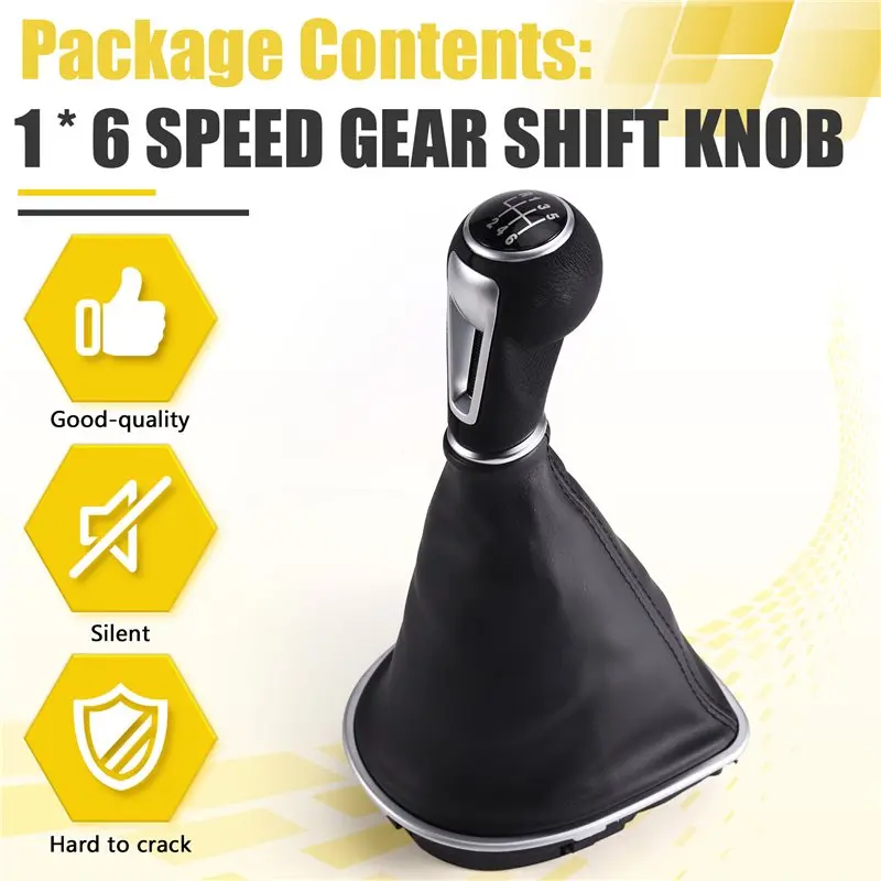 NEW HOT in Stock-Car 6 Speed Gear Shift Knob With Boot Cover Shifter Lever Stick For Seat Leon II Toledo III Altea XL 2005-2012 - view 5