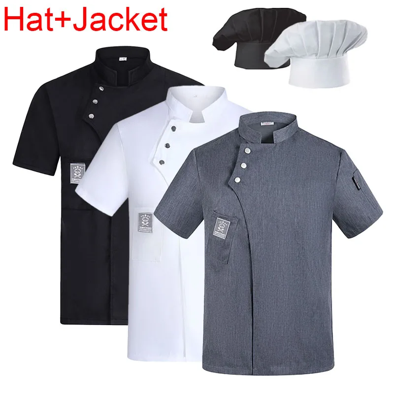 

Комплект для кухни и общепита: куртка шеф-повара, униформа официанта ресторана, поварской халат для кейтеринга, рабочая одежда для пекарни и кафе, кепка.