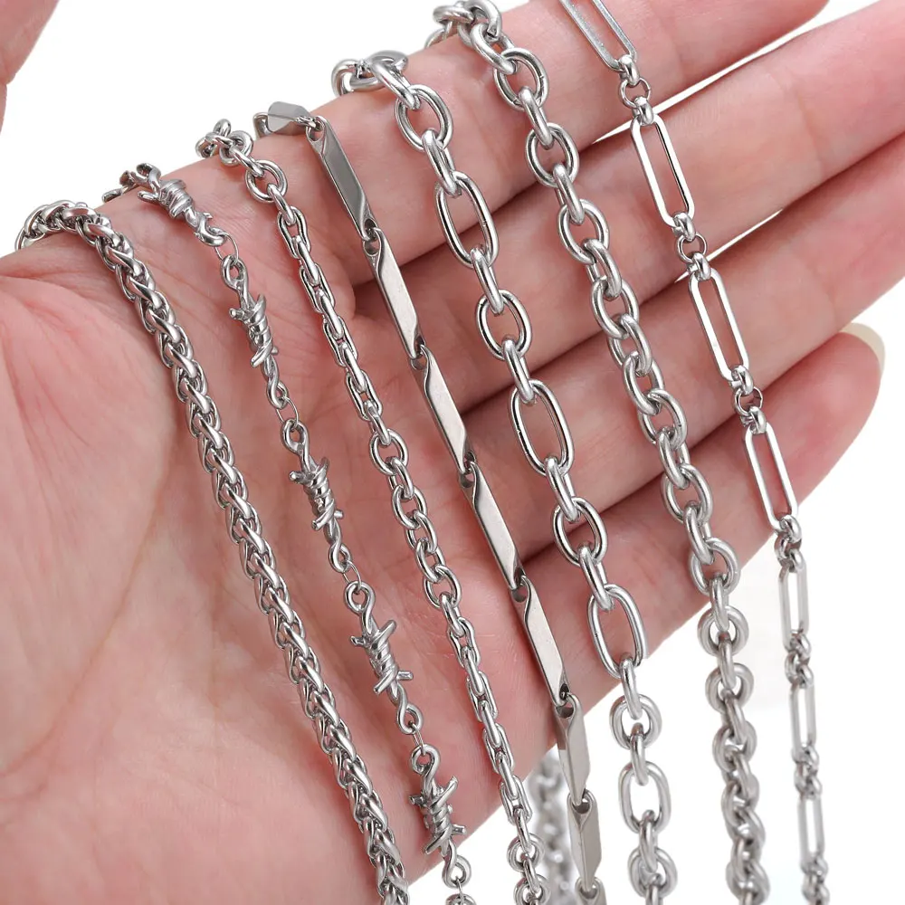 1 Meter lange Punk-Kubanerkette aus Edelstahl für die Schmuckherstellung, Nadelarbeiten, DIY-Halskette, Armband, Schmuckkette, Bastelbedarf – Detail 2