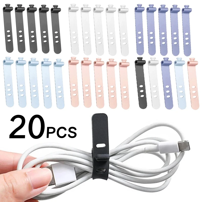 1/20Pcs Silicone Cable Winder Organizer Earphone Clips Phone Charging Wire Cord Line Storge Holder Clip Management Buckle Straps