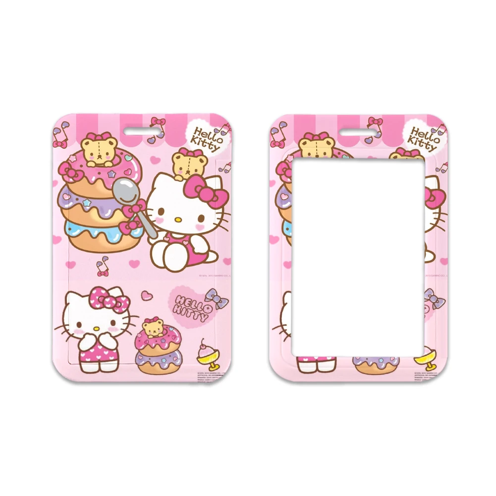 Cute Hello Kitty ID Badge Card Holder Lanyard Sanrio Girls Door Card Case Neck Strap Credit Card Holder Credentials Accessories