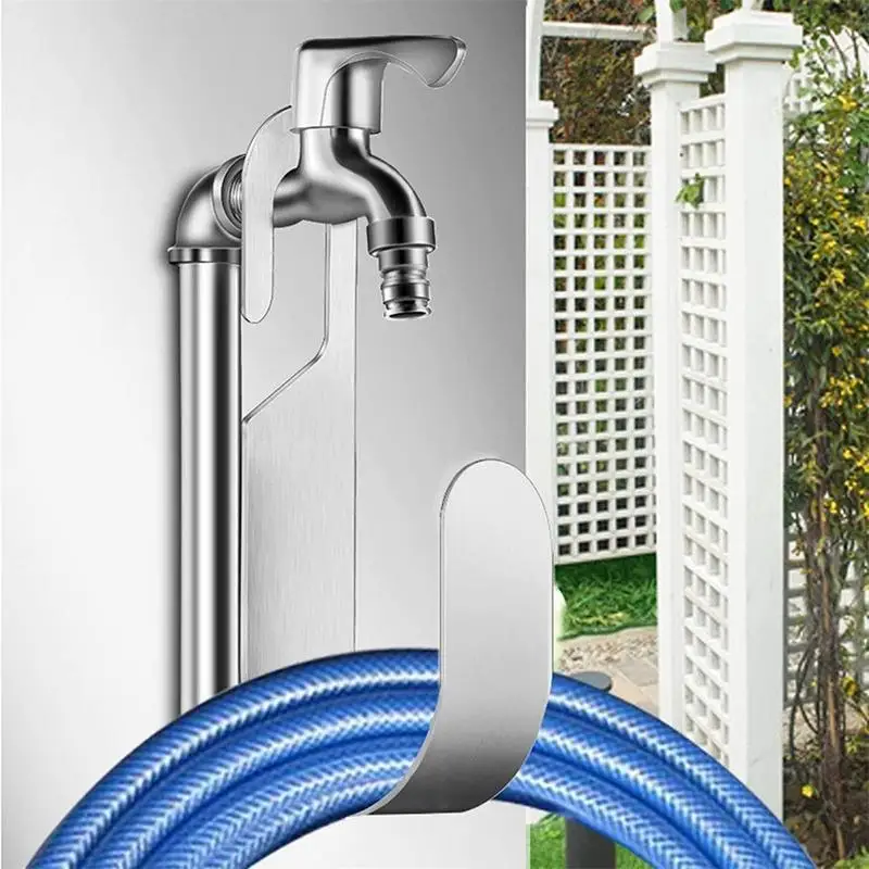 Wall Mount Garden Hose Holder  Sturdy Stainless Steel Wall-Mounted Hose Hanger Durable Rust-Resistant Hose Storage Hook