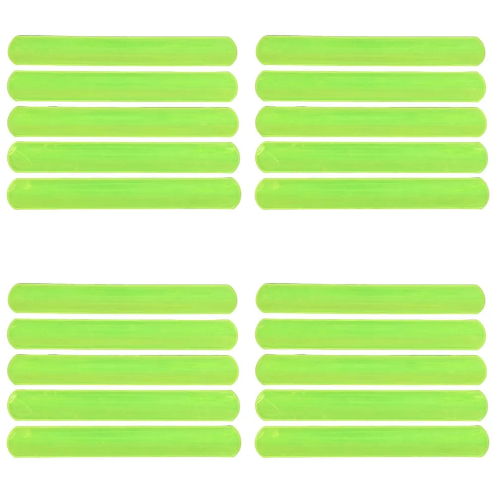 

20Pcs Warning Reflective Safety Wrist Strap Green Visibility Reflective Snap Ring 22/30cm Tape Ankle Leg Strap Gift