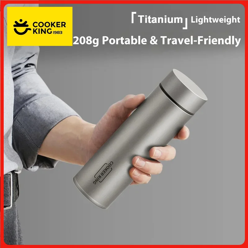 

COOKER KING 450ml Pure Titanium Vacuum Thermos Bottle Lightweight Insulated Water Bottle With Tea strainer Keep warm and cold