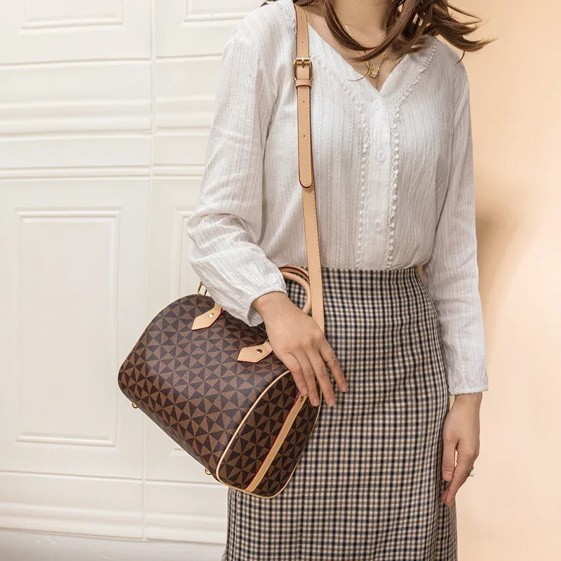 Boston Shoulder Bags For Women 2023 New Plaid Luxury Crossbody Shopper Fashion And Vintage Pu Leather Ladies Female Hot Handbags