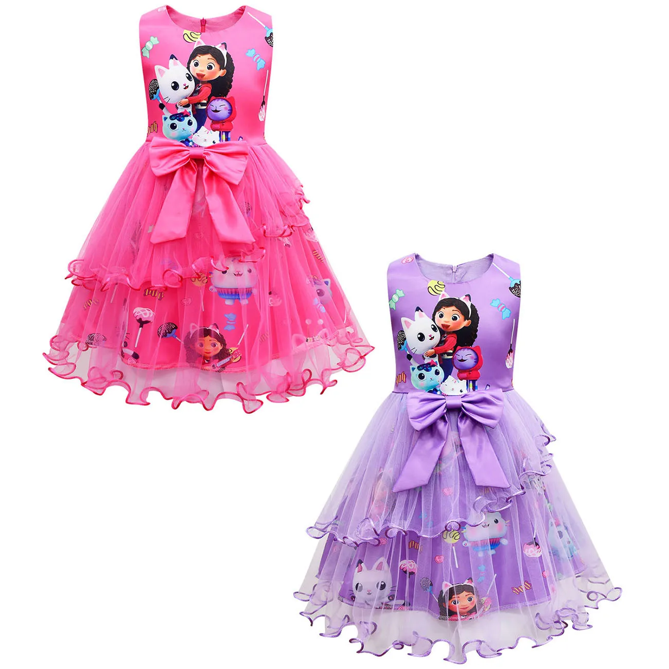 

New Baby Girls Gabbys Dollhouse Costume Lace Princess Dress Gabby's Cat Halloween Christmas Cosplay Dresses Costumes