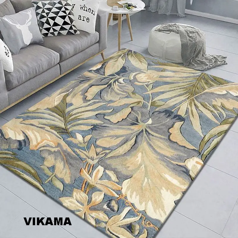 

VIKAMA Crystal Pile New Chinese Style Carpet Bedroom Living Room Printed Sofa Bedside Rug Non-Slip Dirty Resistant Washable Mat