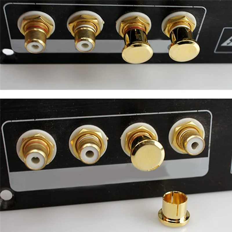 8Pcs Gold Plated RCA Protection Cap Plug Short-Circuit Socket Phono Connector Shielding Plug Socket Protection Cover Cap