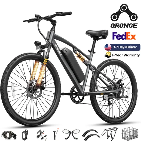 QRONGE Zephyr Electric Bike for Adults 1000W Peak Motor 486Wh Battery Mountain Electric Bicycle 26'' Tire Full Suspension E-bike